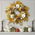 thumbnail image 5 of Autumn Harvest Hanging Ornament Fall Decoration White Pumpkin Maple Leaf Wreath For Seasonal Home Decor, 5 of 6