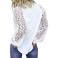thumbnail image 3 of Electronicheart Femmes Haut Dentelle Manches Longues Chemisier Rond Col Rond Couleur Unie T-Shirt Blanc L, 3 of 5