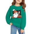 thumbnail image 2 of Chandail à Col Rond à Manches Longues pour Enfants, Décontracté et Tendance, Imprimé 2D d'Halloween, Vert, 2 of 6