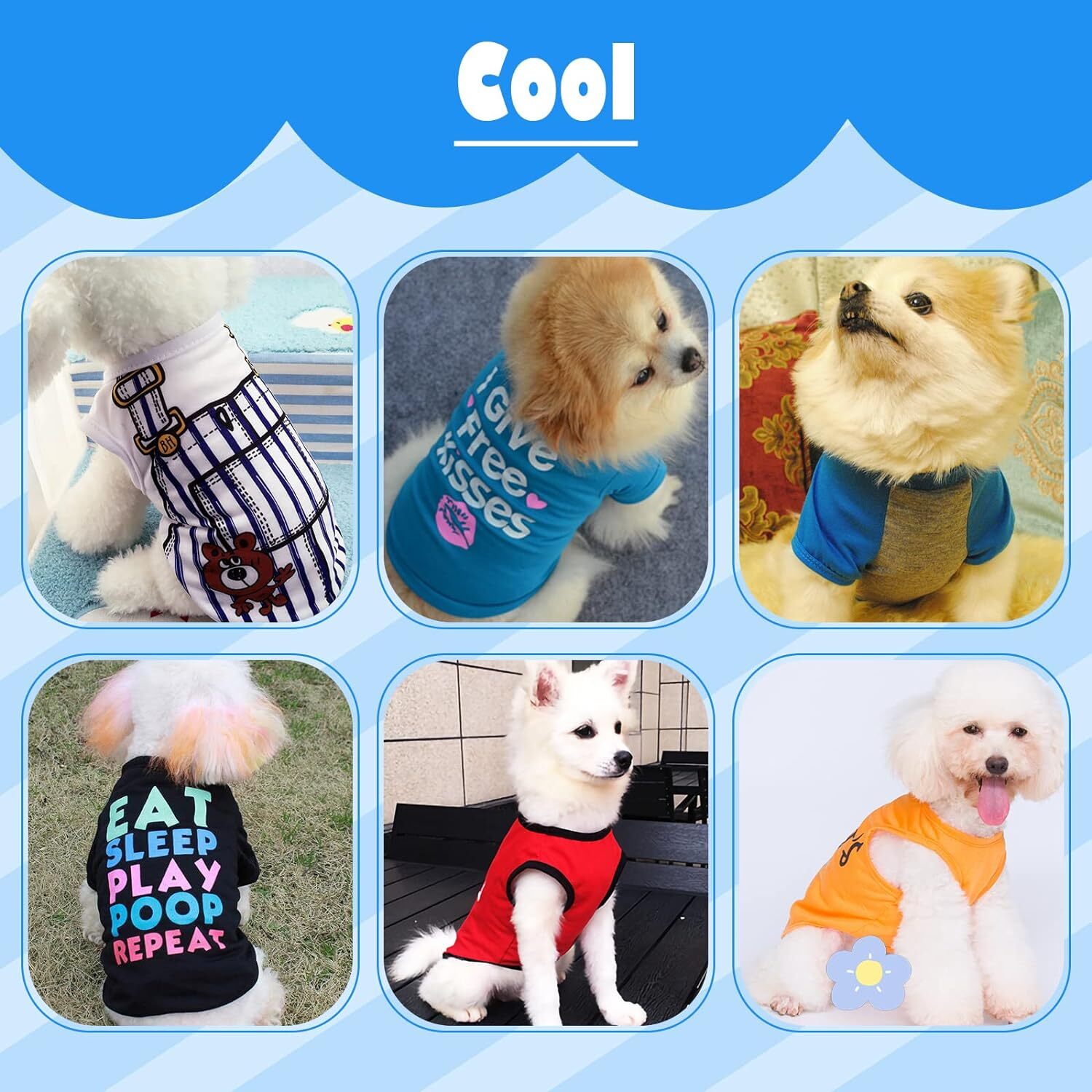 KATOLK 6-Pack Dog T-Shirts, Sleeveless Vests for Small Dogs photo 4