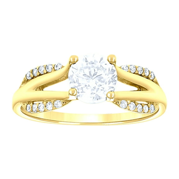 14k 14kt Yellow Gold Womens Cubic Zirconia Polished Finish Engagement Ring