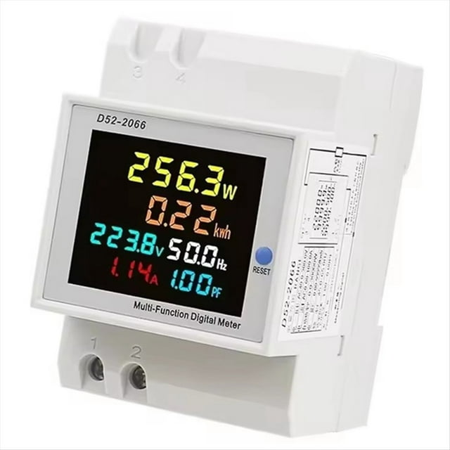 Medidor de Energía D52-2066, Monitor de Consumo Eléctrico de Riel DIN, Voltímetro de 100 A, Amperímetro de Vatios/KWh, Medidor de Potencia de Frecuencia D