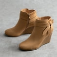 thumbnail image 4 of BURUDANI Women's Bowknot Wedge Heel Ankle Booties, 4 of 5