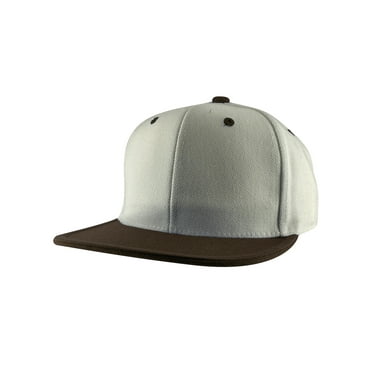 Top Headwear Polyester Two-Tone Flat Bill Snapback - White/Brown
