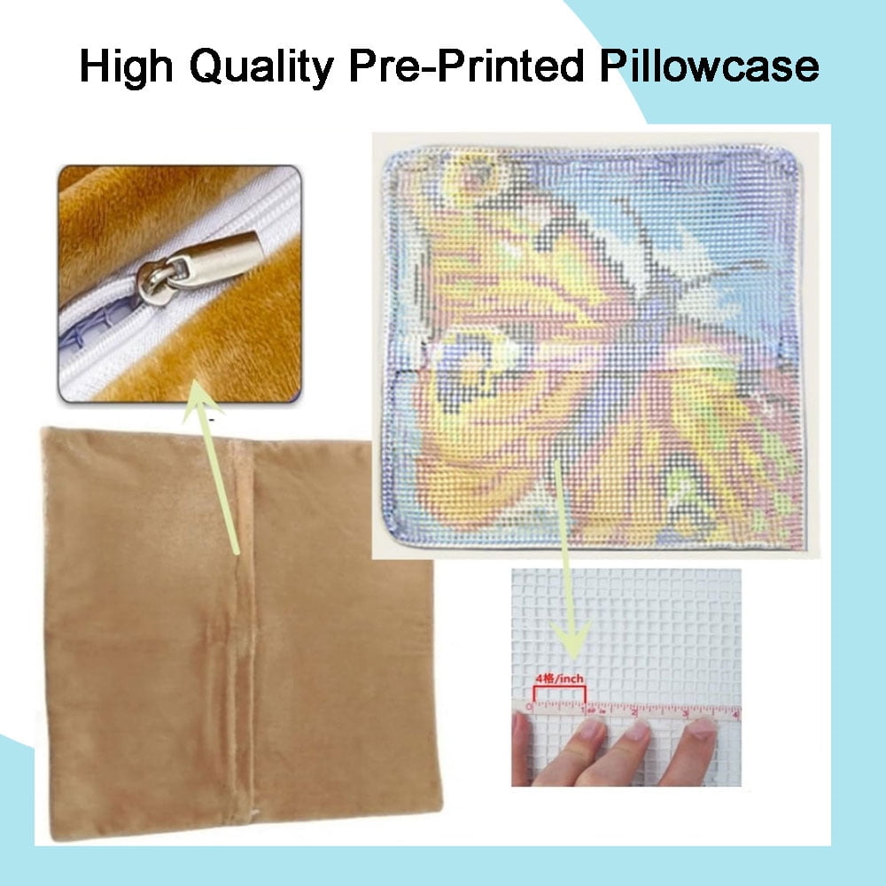 Latch Hook Kit, Snowy Owl Animal Latch Hook Pillow Kits For Adults Crochet Yarn Cushion Pre-Printed Needlework Handcraft 17X17 Inch