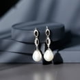 thumbnail image 6 of Rosec Jewels Freshwater Pearl Drop Dangle Earrings for Women (AAA Quality) - Pearl Diamond Earrings - Ready to Gift, 10K White Gold, 6 of 8