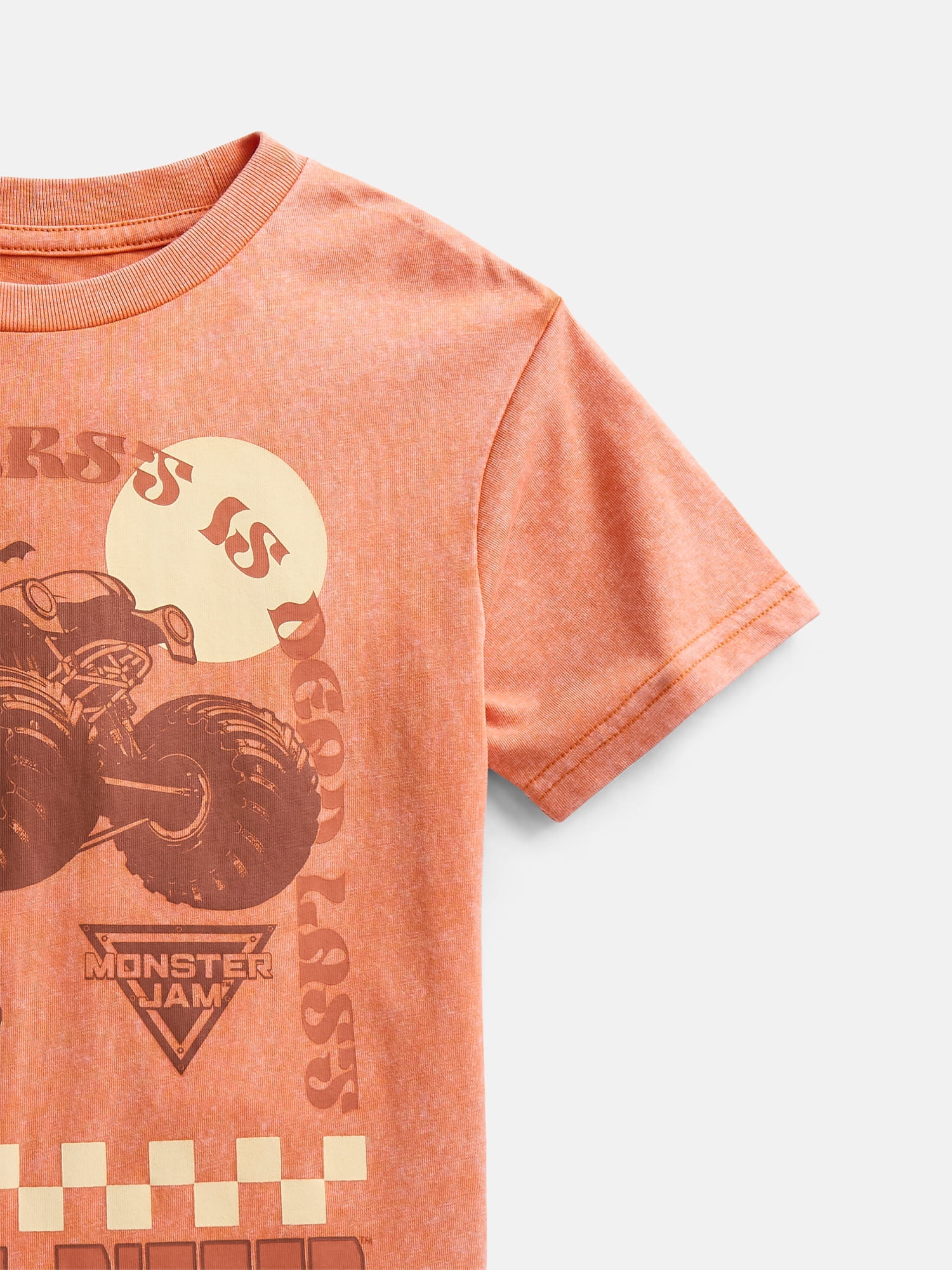 Monster Jam Boys Washed Halloween Graphic Tee with Short Sleeves, Sizes 4-18