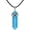 Dyed Turquoise Howlite, variant on Natural Fluorite Gemstone Hexagonal Pointed Reiki Chakra Pendant Genuine Leather Necklace 18 Inch