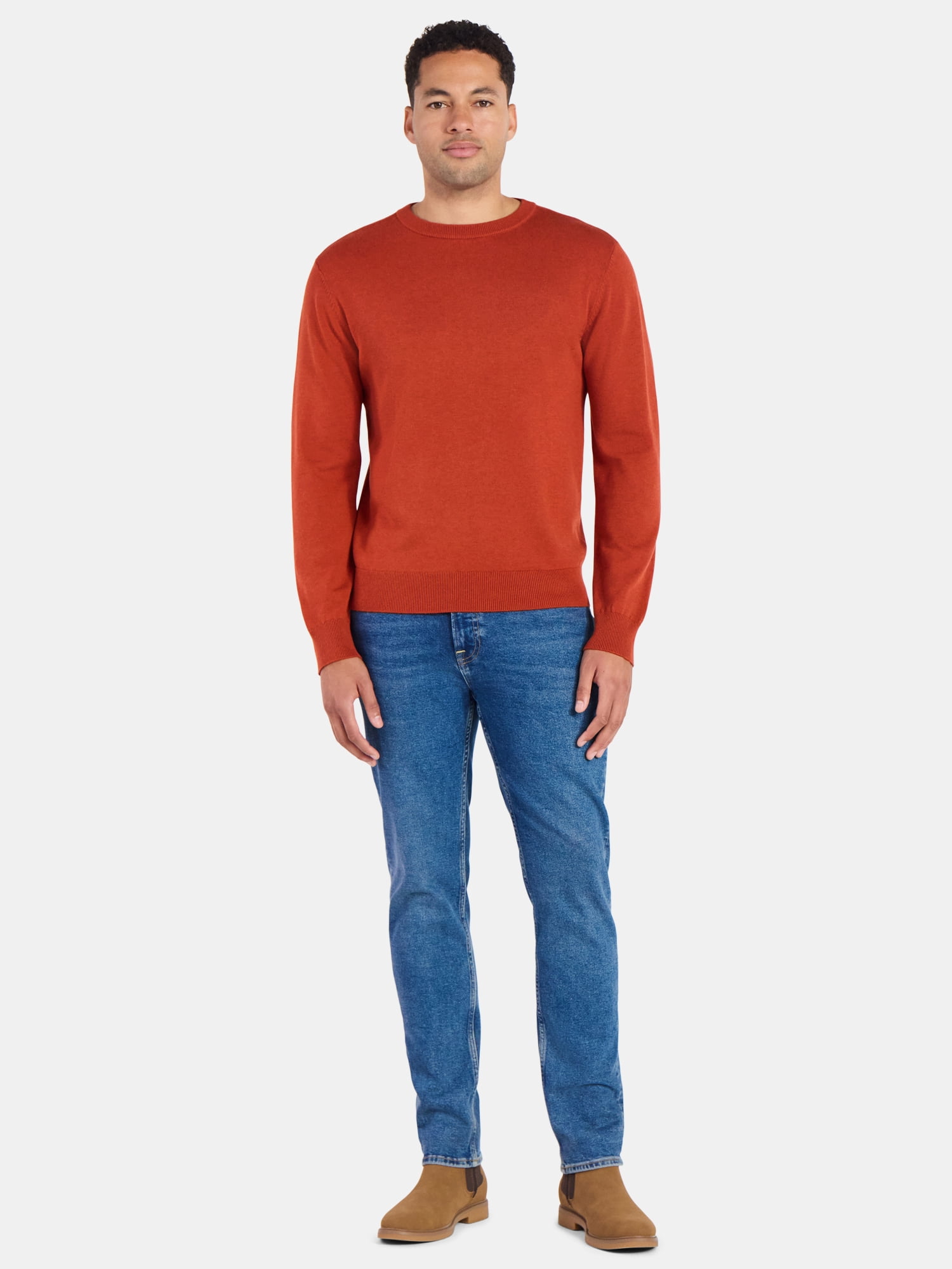 George Men's & Big Men's Relaxed Fit Lightweight Crewneck Sweater, Sizes XS-3XL