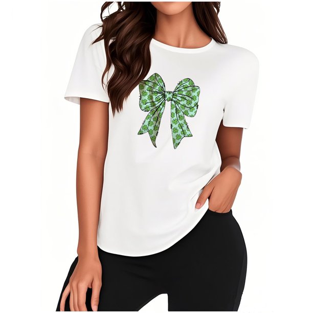 Mujeres Manga Corta de Verano Tops Día de San Valentín Impreso Cuello Redondo, Camisa de Moda Casual Blusa