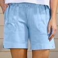 thumbnail image 2 of Noric Women's Cotton Casual Shorts High Waisted Elastic Waist Loose Fit Lightweight Summer Beach Shorts with Pockets, 2 of 9