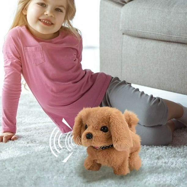 Juguete Realista de Cachorro Robot | Caminata interactiva y ladridos | Perro robot mini de peluche suave | Cola moviéndose, respuesta de palmada en la cabeza | Materiales seguros | Gran Navidad y