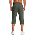 thumbnail image 3 of Tbopshirt Mens Capri Pants Solid Color Elastic Waist Drawstring Zippered Pocket Casual Sports Capris Pants,S-3XL, 3 of 6