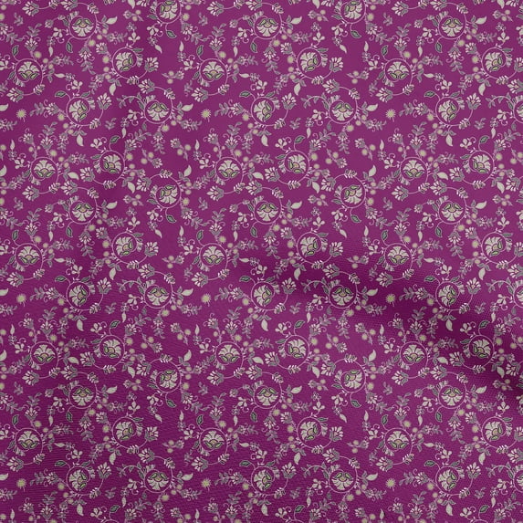 oneOone Cotton Jersey Purple Fabric Asian Block Print Sewing Material Print Fabric By The Yard 58 Inch Wide