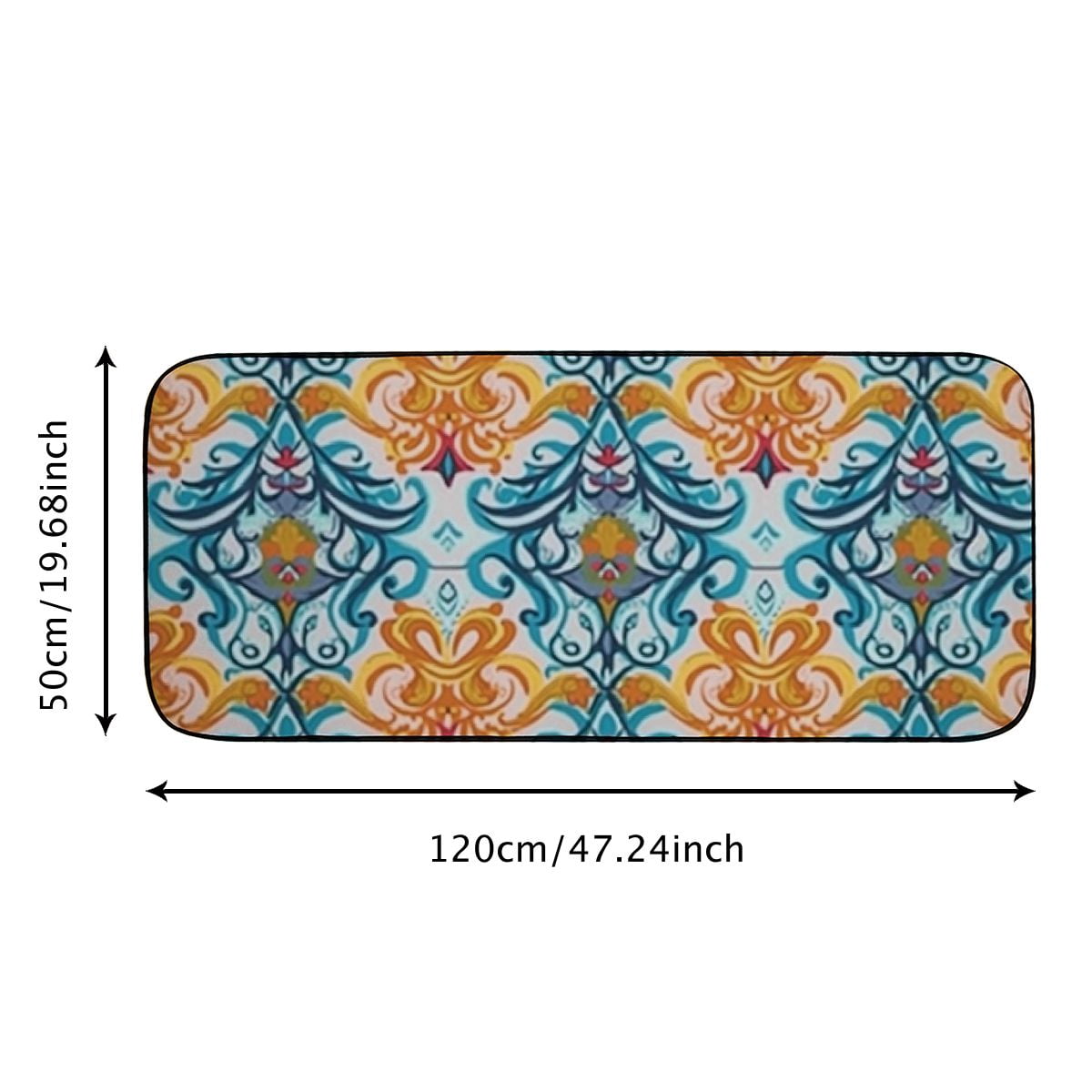 PHYHOO Elegant Floral Tile Welcome Mat Front Door Mat, Non-Slip&amp;Absorbent Indoor Door Mats, Durable Rubber Backing Floor Doormat for Entryway, Patio, Porch, Vintage 19.68*47.24 in