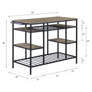 ACME Lona Kitchen Island in Rustic Oak and Black