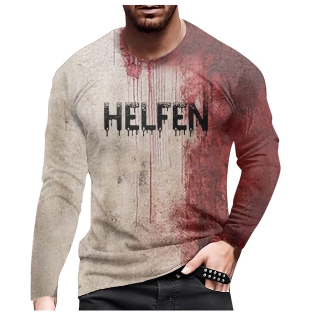 Problem Gelst Imprimé Homme Thème Halloween Décontracté Col Rond Graphique Sang Chemise Grande Taille Couleur Unie Manches Courtes