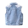 thumbnail image 5 of YUANxueke Girls Denim Vest Lace Trim Sleeveless Collared Waistcoat Top Casual Jean Jacket with Pockets for 18M-14Y, 5 of 8