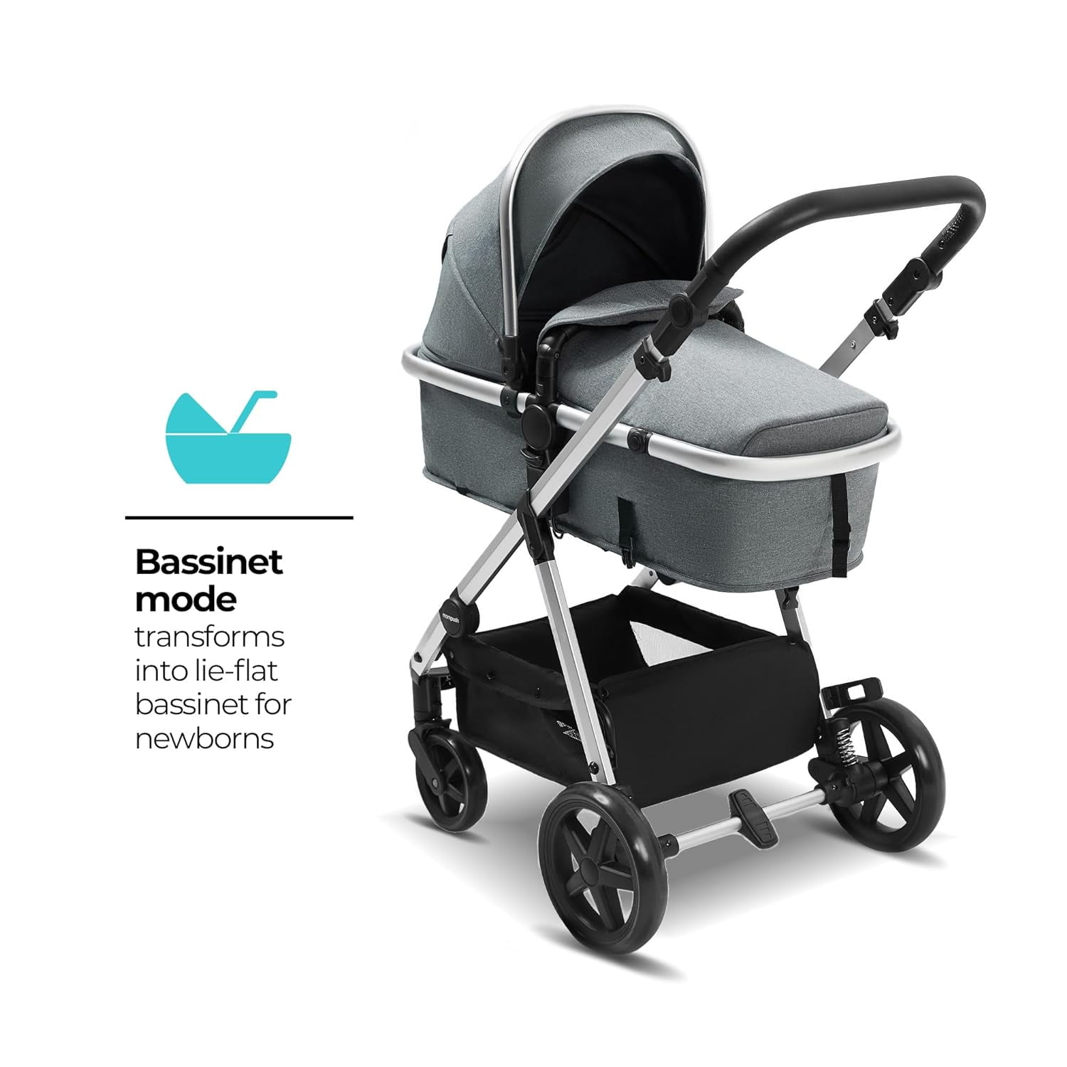 Mompush Meteor 2 - Cochecito de bebé 2 en 1 con modo moisés, compatible con  asiento de automóvil infantil, adaptador incluido, combo de cochecito de