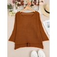 thumbnail image 3 of Plus Size Casual Sweater Women's Solid Long Sleeve Cold One Shoulder Split Pullover, 3 of 10