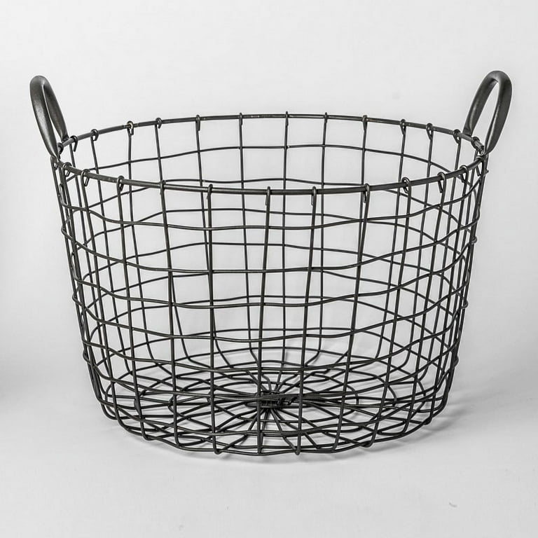 Large Wire Basket Round Grey Metal Storage Container Ideal Wire Basket for Blankets Durable Blanket Basket Metal Design Walmart