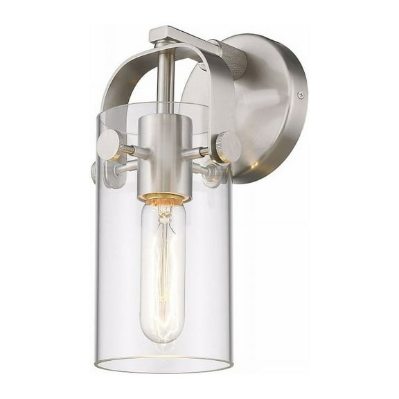 Innovations Lighting 423-1W-SN-4CL-LED Pilaster - 1 Light Wall Sconce In Restoration Style-10.5 Inches Tall and 4.5 Inches Wide   Brushed Satin Nickel Finish