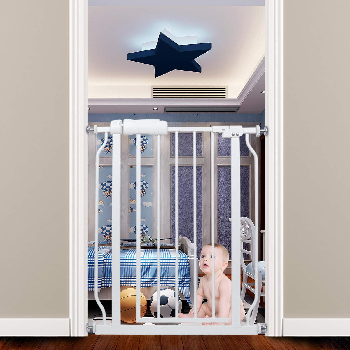 Narrow Baby Gate 24 Inch Small Dog Gate White Tension Indoor Safety