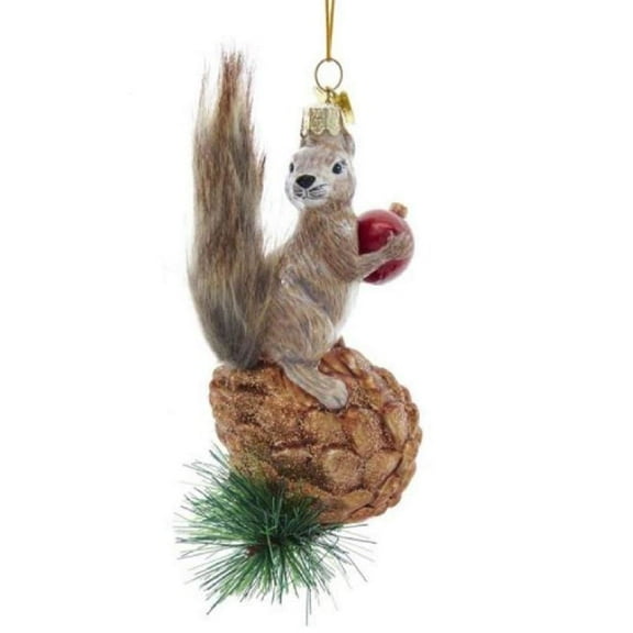 Kurt Adler NB1568 Noble Gems Squirrel on Pinecone Ornamnet, 4-inch High, Glass