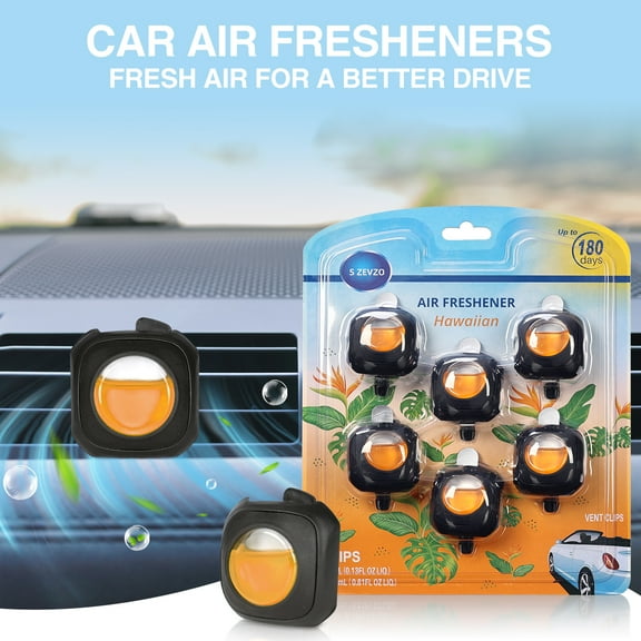 Hawaiian Car fragrance Car Air Freshener Vent Clip, 6 Car Freshener Vent Clips, 4ml