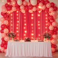 thumbnail image 3 of UniMall 10x10ft Red Tulle Backdrop Curtain with Lights String for Parites, Sheer Backdrop Curtains for Wedding Baby Shower Birthday Party Photo Shoot Decorations, 3 of 17