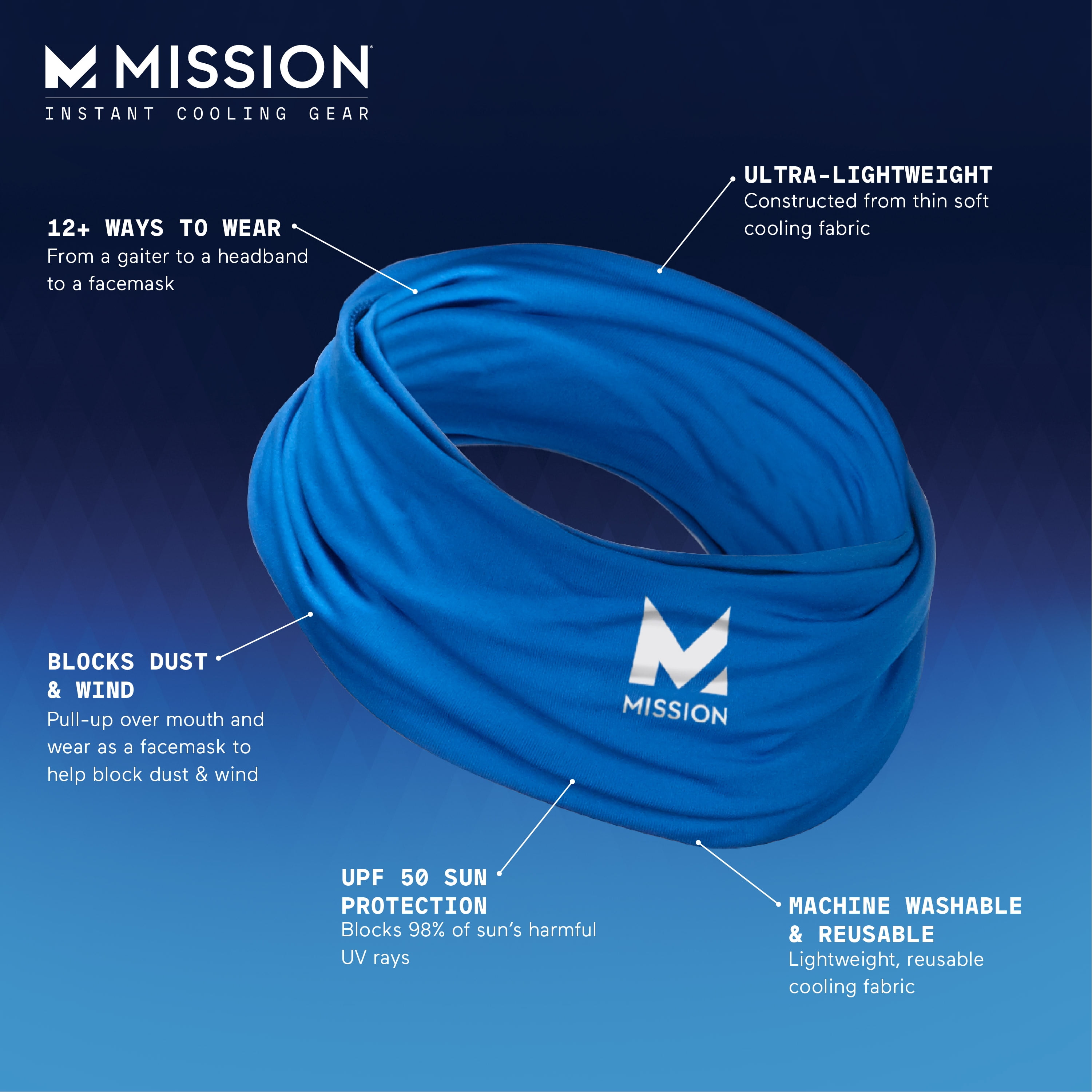 Details about   Mission Cooling Neck Gaiter Multifunctional Face & Neck Cover 