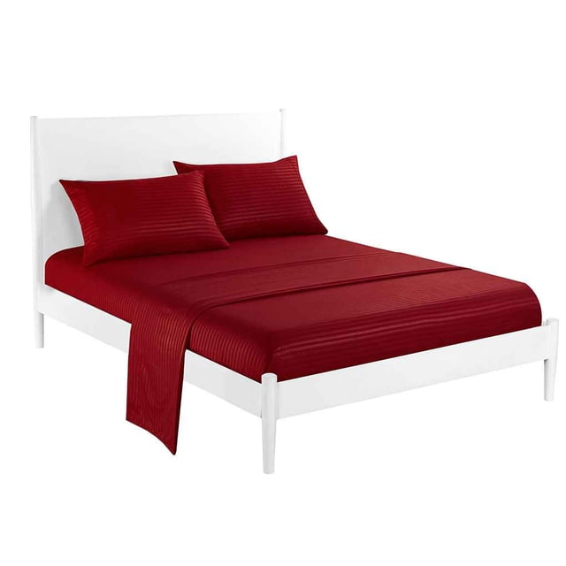 maytalsory Ensemble de Draps à Rayures 3/4 Pcs Tissage Satin Ensemble de Draps Taie d'Oreiller Drap-Housse Trousse de Couvre-Lit Ensemble de Literie pour la Maison