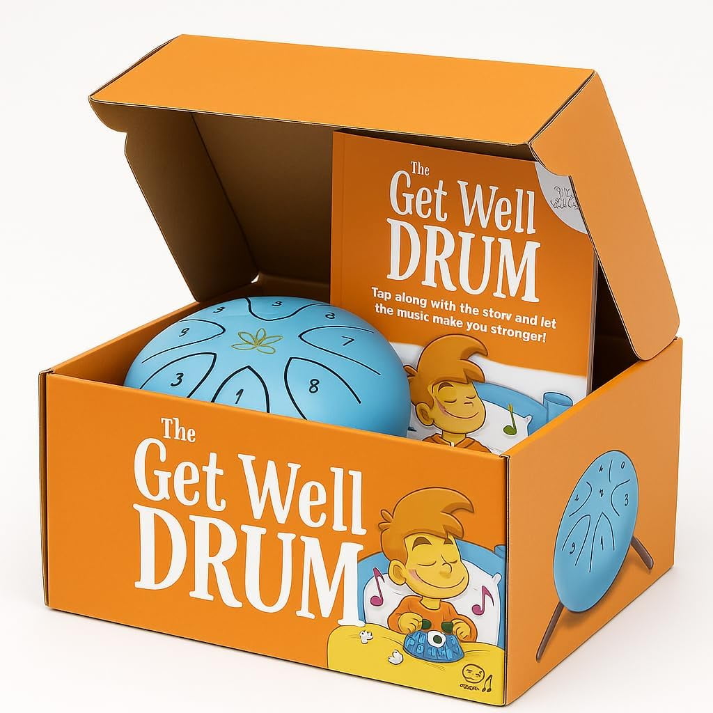 Sounds of Silence Steel Tongue Drum for Kids, Get Well Musical Gift Set with Storybook and Songbook, 6 inch, 8 notes