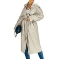 thumbnail image 6 of TheFound Women's Waterproof Double-Breasted Trench Coat Classic Lapel Overcoat Slim Outerwear Coat with Belt, 6 of 7