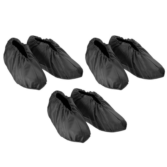Uxcell Reusable Shoe Covers Washable Thickened Boot Shoe Covers Non-Slip Shoe Protectors Covers Black 3 Pair