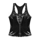 thumbnail image 5 of Camisola gótica punk sexy con tiras para mujer, aspecto mojado, de charol, camiseta sin mangas con cuello en U y cremallera frontal para mujer, 5 of 5