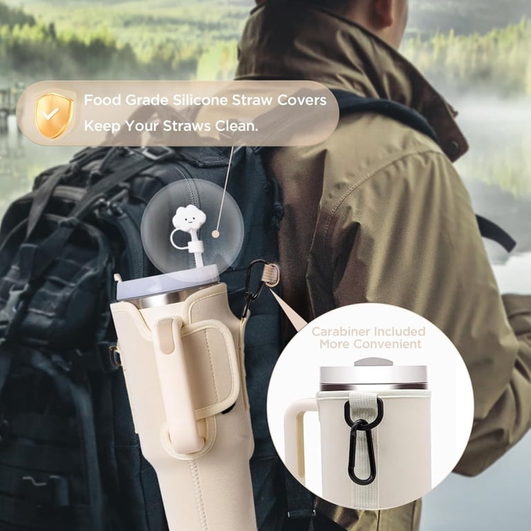 Neoprene Water Bottle Carrier Bag For Stanley & Simple Modern 40oz Tumblers | Adjustable Strap, Phone Pocket
