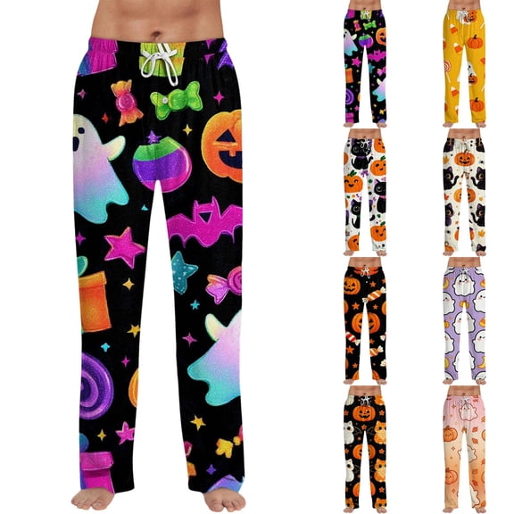 Satingcolo Mens Pajama Pants Funny Pajama Pants for Men with Drawstring Soft Printed Sleepwear Bottoms Novelty Sleep Lounge Pants