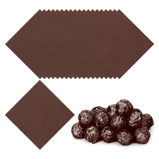 Envolturas de caramelo de papel de aluminio de 6x6 pulgadas, papel de envoltura de caramelo de aluminio de patrón cuadrado naranja marrón, 100 piezas
