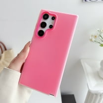 for Samsung Galaxy S24 Slim Case Cute Jelly Color Cover, Clear PC Color Silicone Cute Dual-Layers Shockproof Scratch Resistant Protective Phone Case for Samsung Galaxy S24, Rose