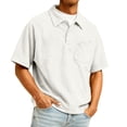 thumbnail image 2 of longantii Mens Corduroy Shirts Breathable 3/4 Zip Stand Collar T-Shirts Fashion Short Sleeve Tees 2026 Summer Athletic Shirts White M, 2 of 4