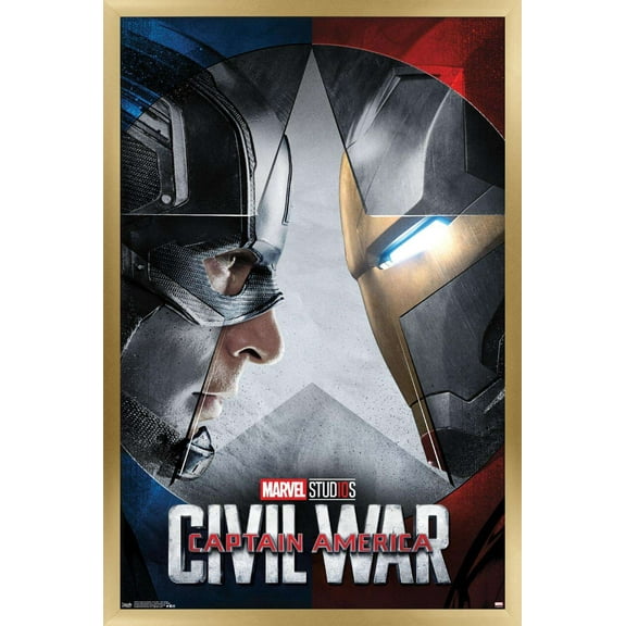 Marvel - Captain America: CiVil War - Faceoff One Sheet Wall Poster, 14.725" x 22.375", Framed