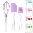 thumbnail image 1 of iju7gthy Pan Organizer Three Piece Kitchenware Set Silicone Oil Brush Large Split Scraper Oval Brush Transparent Handle Egg Beater, 1 of 8