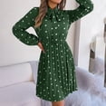 thumbnail image 7 of WRKEKC Floral Dress for Women Print Long Sleeve V-Neck Midi Dress for Fall Winter Polka Dot Tie Waist Pleated Skirt Elastic Cuff and Back Zip, 7 of 7