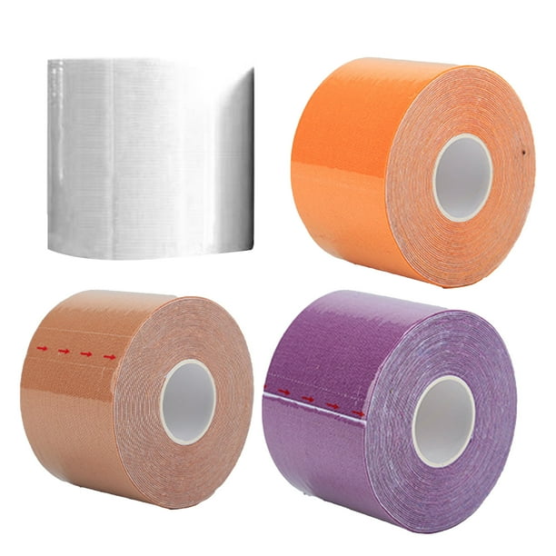 Cinta elástica atlética para ejercicios, cinta fisiológica, vendaje neuromuscular para músculos y articulaciones, 4 unidades, color blanco, naranja y morado
