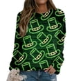 thumbnail image 2 of ASFGIMUJ Women Round Neck Holiday All Print Long Sleeve Four Leaf Hoodless Hoodies Sweatshirt Tops,Size L, 2 of 5