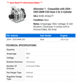 thumbnail image 2 of Alternator 1 - Compatible with 2004 - 2005 BMW 530i Base 3.0L 6-Cylinder, 2 of 2