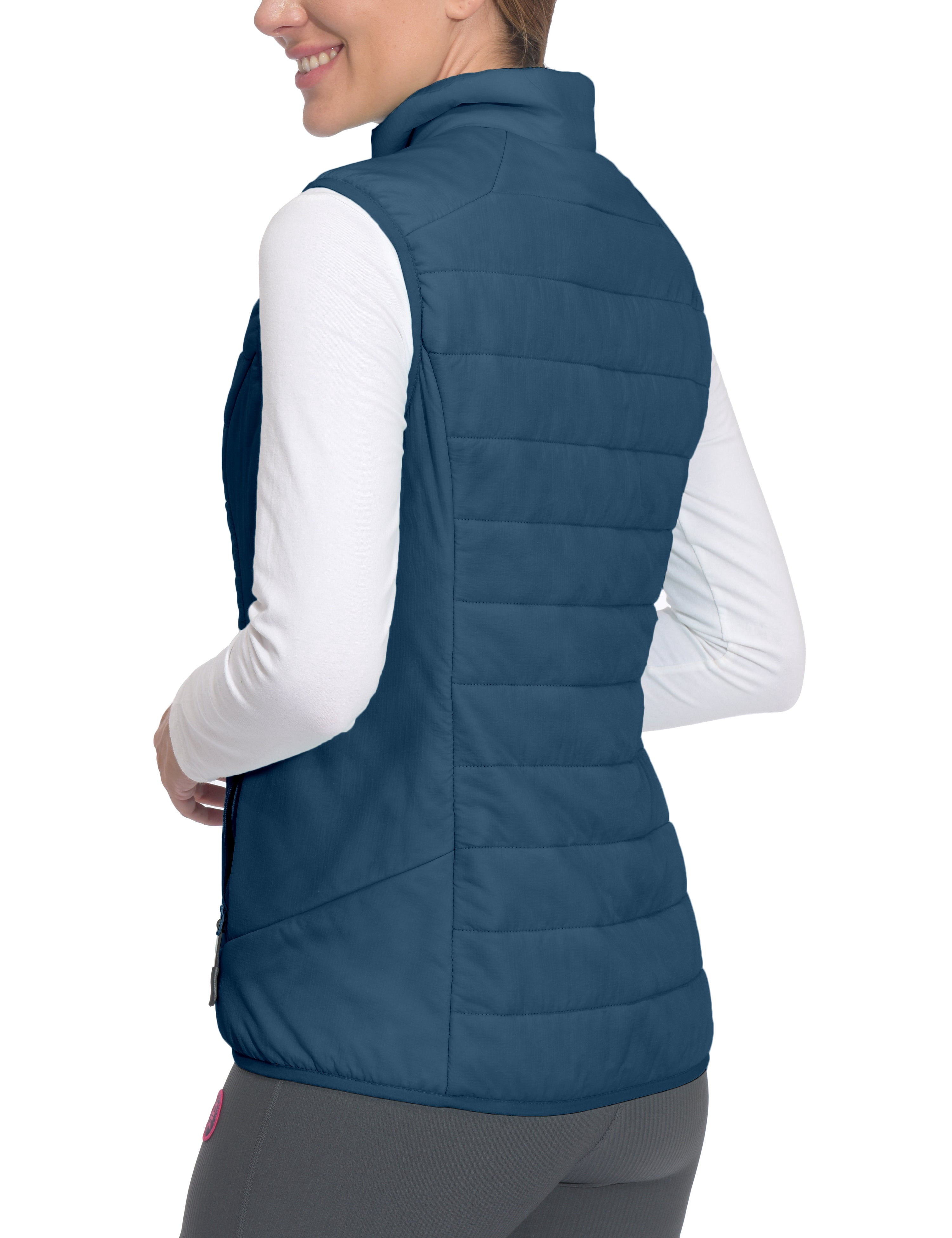 Little Donkey Andy Women's Packable Lightweight Puffer Vest with Recycled Insulation for Running Hiking Bluesteel L
