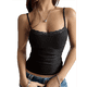 thumbnail image 3 of Tops de Verano para Mujer con Ribete de Encaje, Tirantes Finos, Corte Bajo, Acanalados, Estilo Y2K, para Salir Negro M, 3 of 9