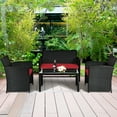 thumbnail image 4 of Costway 4PCS Patio Rattan Furniture Conversation Set Cushion Sofa Table Garden Red, 4 of 10